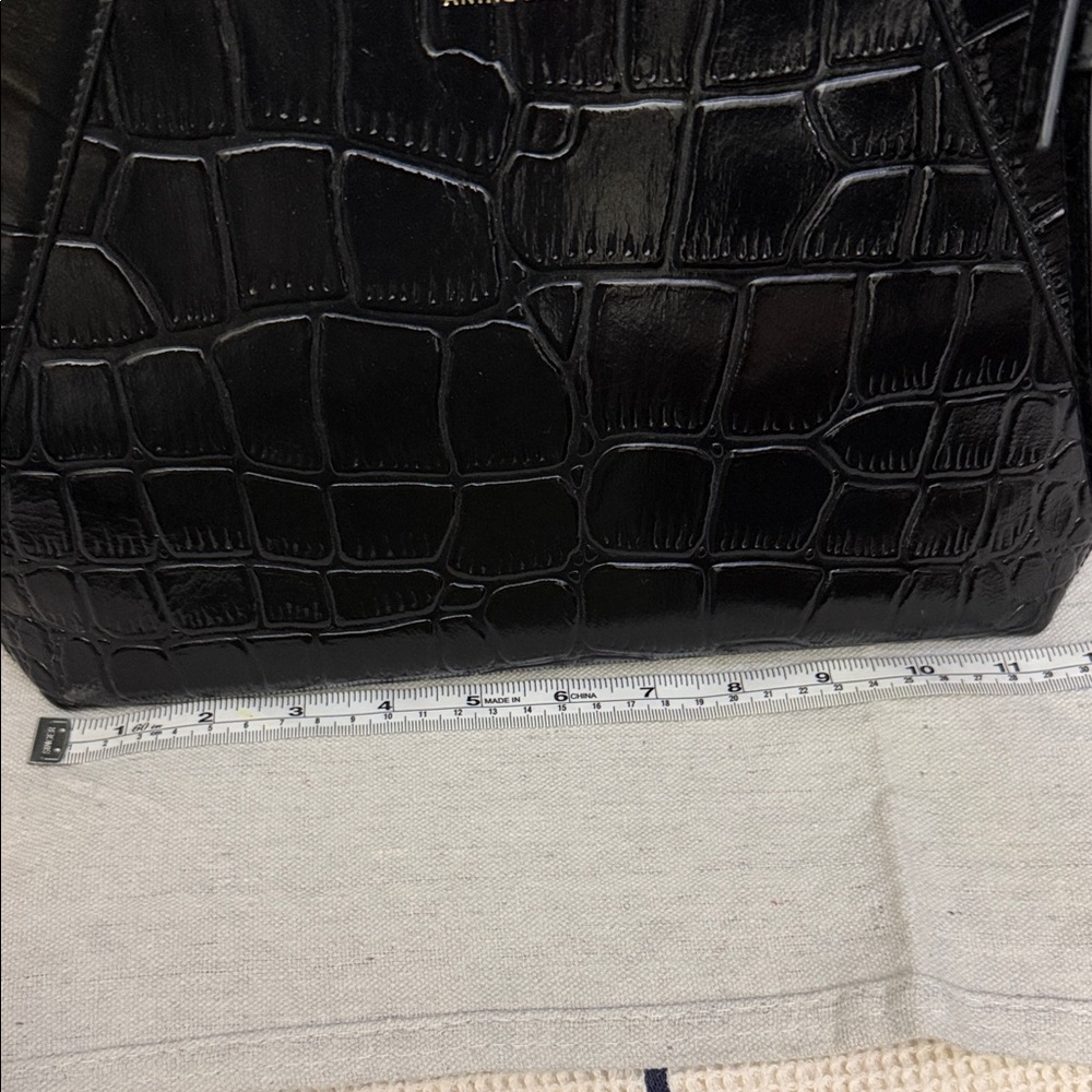 ANINE BING Black Croc-Embossed Satchel with Top Handles - Picture 2 of 14